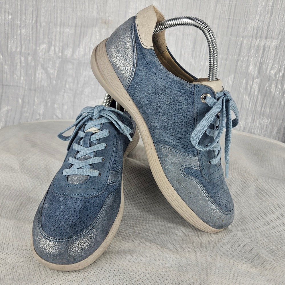 Fidelio Hallux Hi-Energy Blue Nubuck Metallic Side Zip‎ Sneakers Womens 5.5
